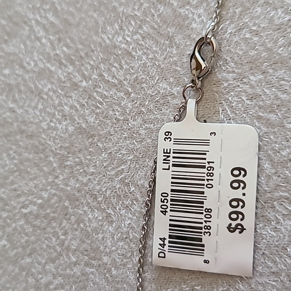 FINE SILVER PLATED NAVY BLUE & WHITE CRYSTAL PENDANT APPROX 18" - Picture 15 of 16